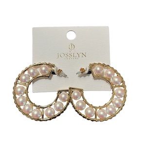 Gold Pearl Hoop Earrings. New!